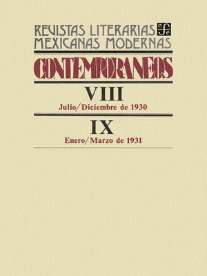 cover image of Contemporáneos VIII, julio-diciembre de 1930--IX, enero-marzo de 1931